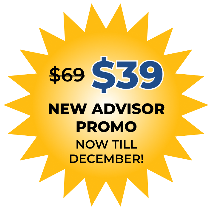 New advisor promo - $39, now till December!